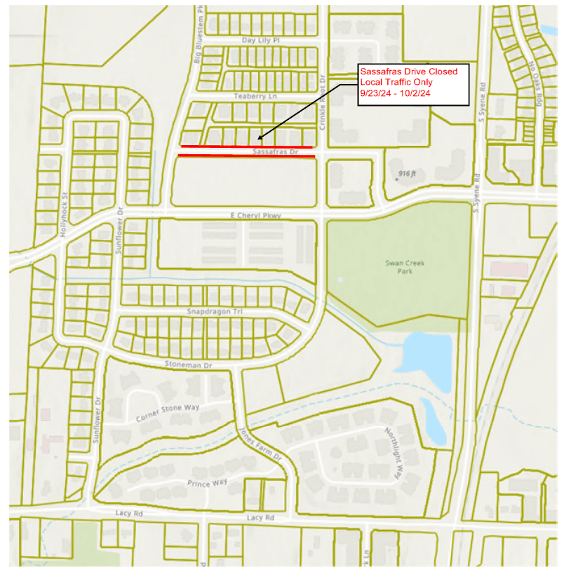 Sassafras Drive Closure 9.24